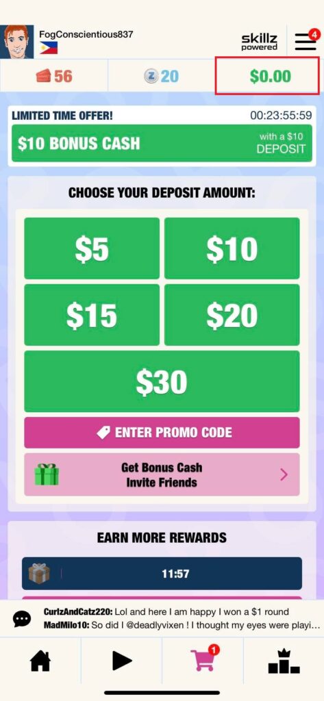Skillz game promo codes no deposit free bonus cash